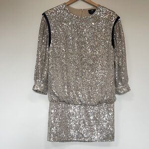 7 for all mankind sequin 90 y2k  long sleeve mini dress xs